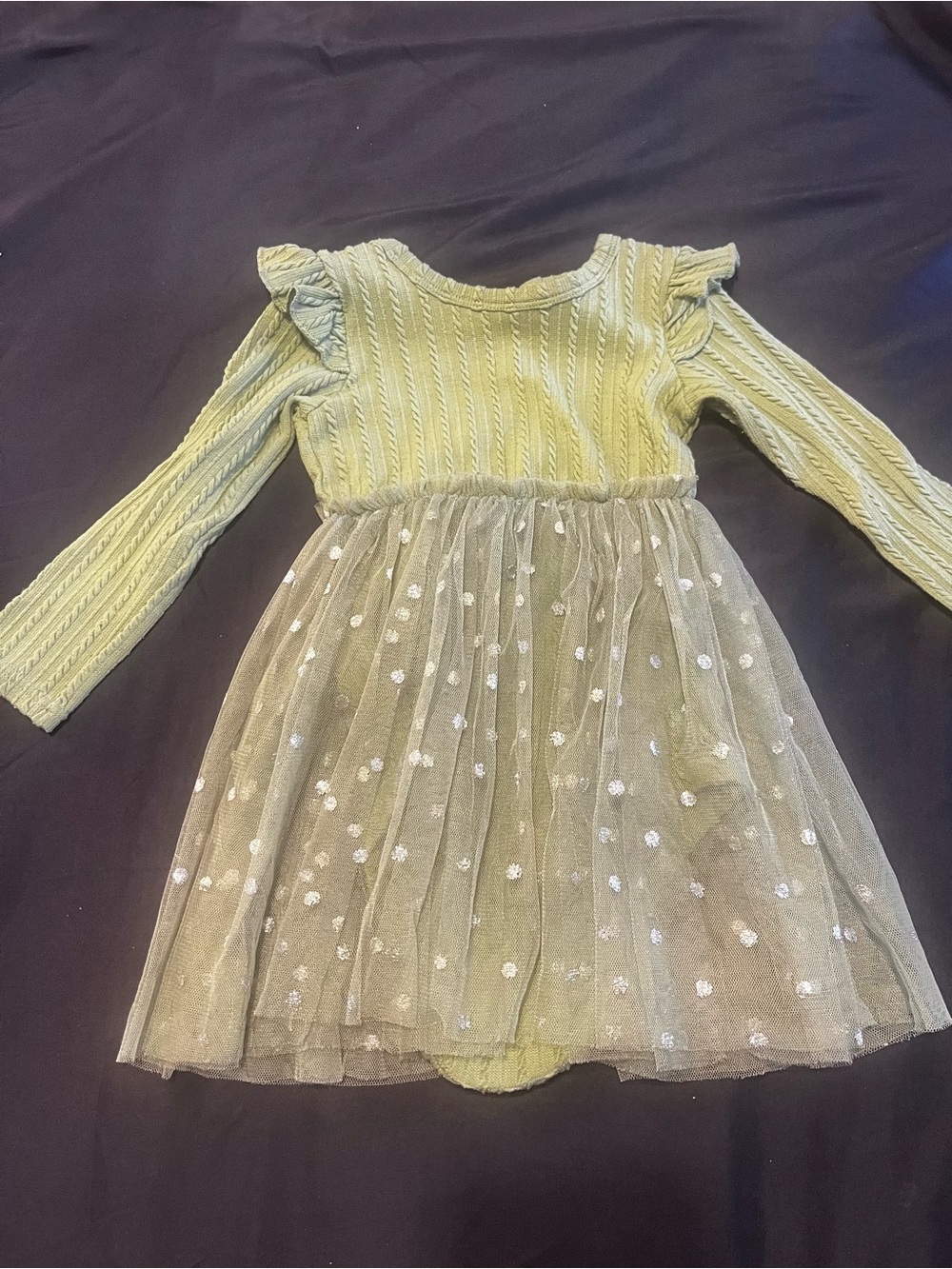 Just Lizzy Girls 24M Green Knit Tulle Dress